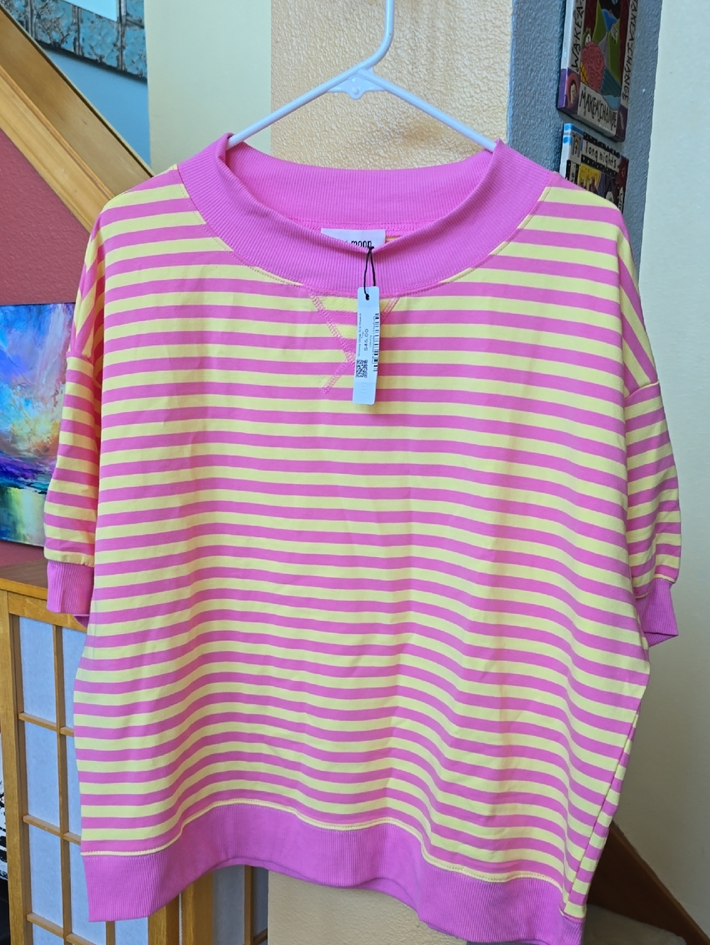 NWT Bella Rose day+moon Groovy Glow Striped 3/4 Sleeve Top Size Medium - Picture 10 of 14